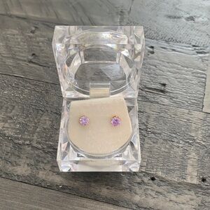 Vintage Cubic Zirconia Earrings - Purple Lavender Color.